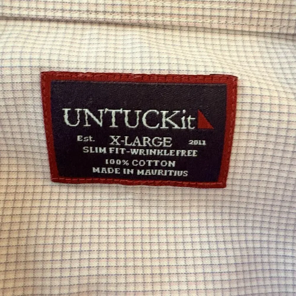 UNTUCKit Slim Fit Wrinkle Free Stonington Button Up Shirt Size XL Pink Checked